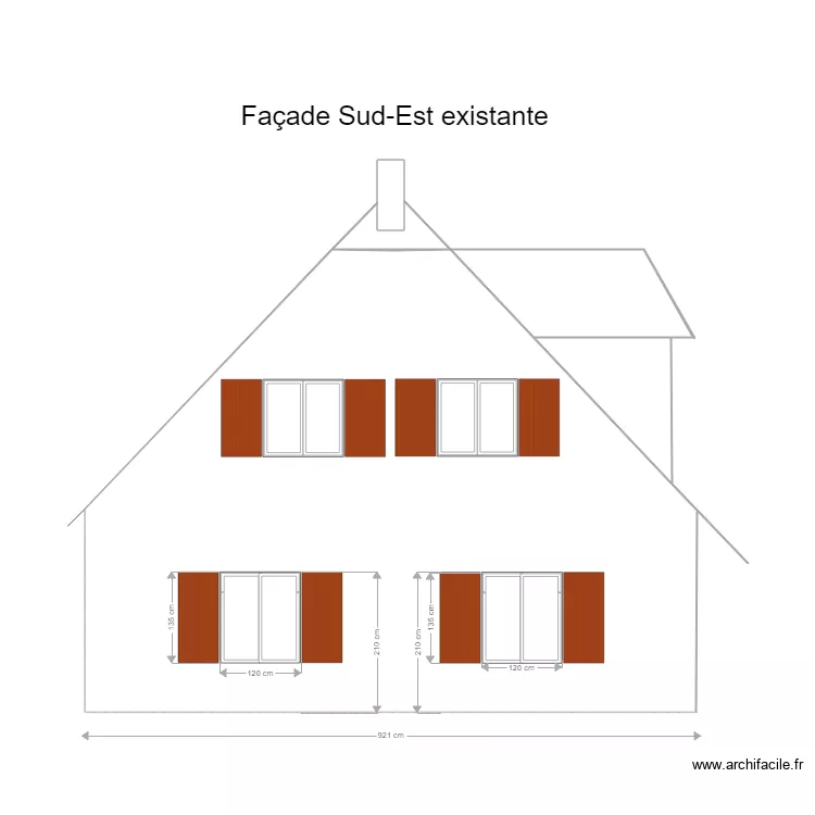 Facade SE existante. Plan de 