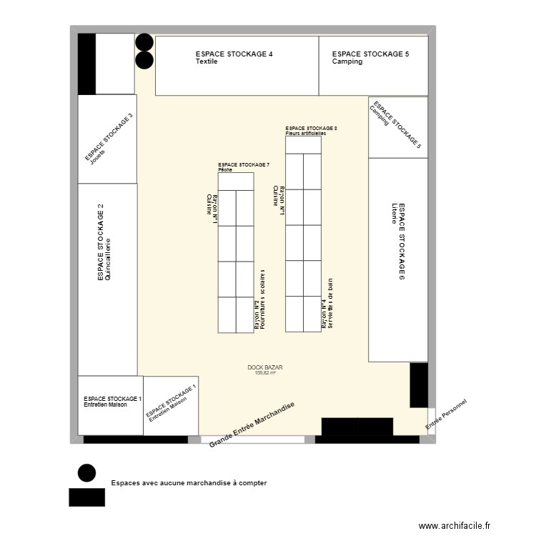 DOCK BAZAR 21-22. Plan de 1 pièce et 160 m2