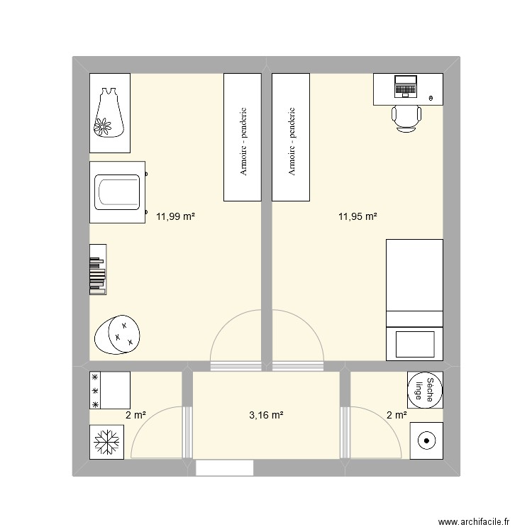 Existant. Plan de 0 pièce et 0 m2