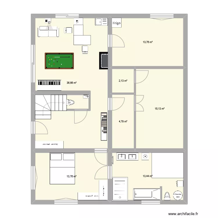 nvl apt. Plan de 7  et 100 m²