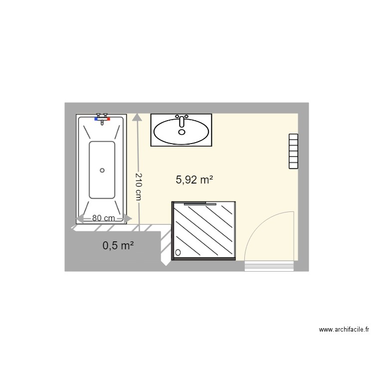 goncalves AV TX. Plan de 2 pièces et 6 m2