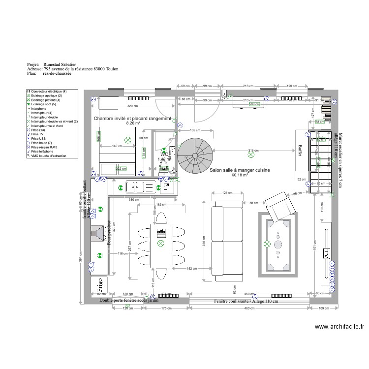 Projet Runestad Sabatier niveau rez de chaussée. Plan de 0 pièce et 0 m2