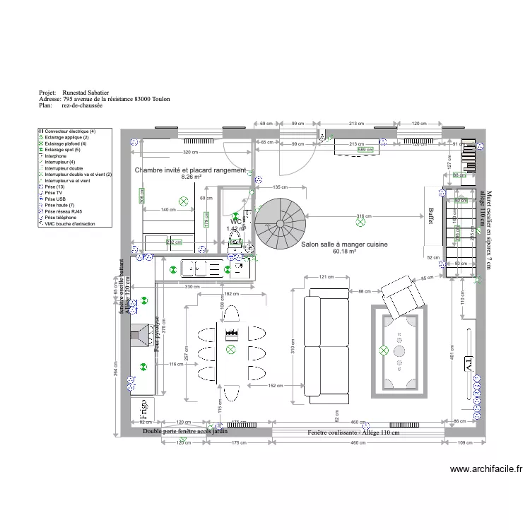 Projet Runestad Sabatier niveau rez de chauss&eacute;e. Plan de 