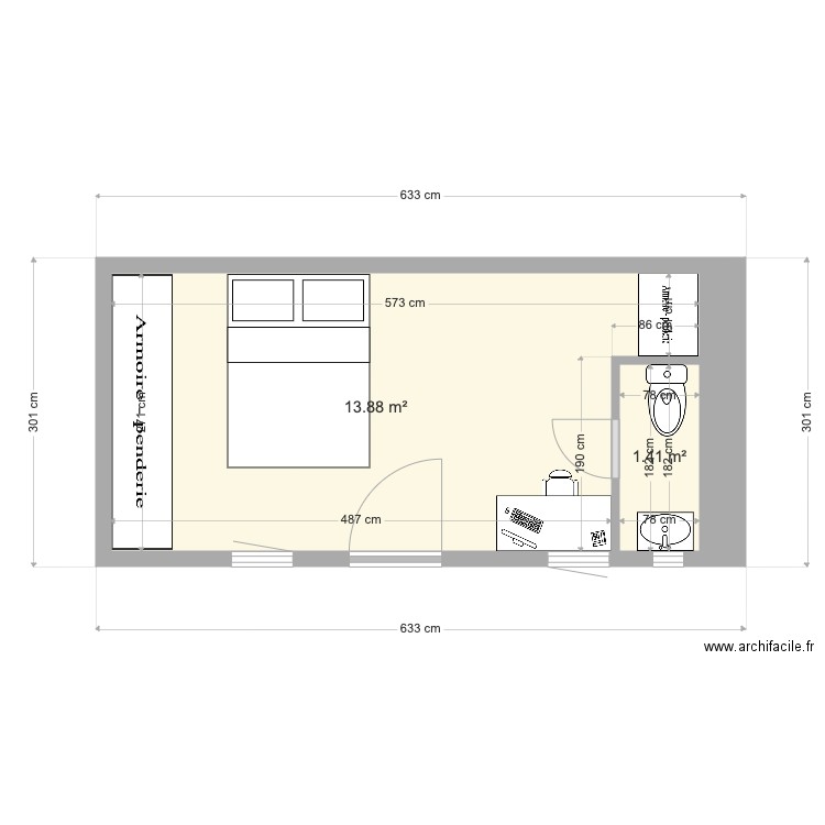 abri wc vue jardin . Plan de 0 pièce et 0 m2