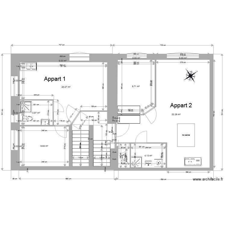 appart 1 et 2 projet. Plan de 0 pièce et 0 m2