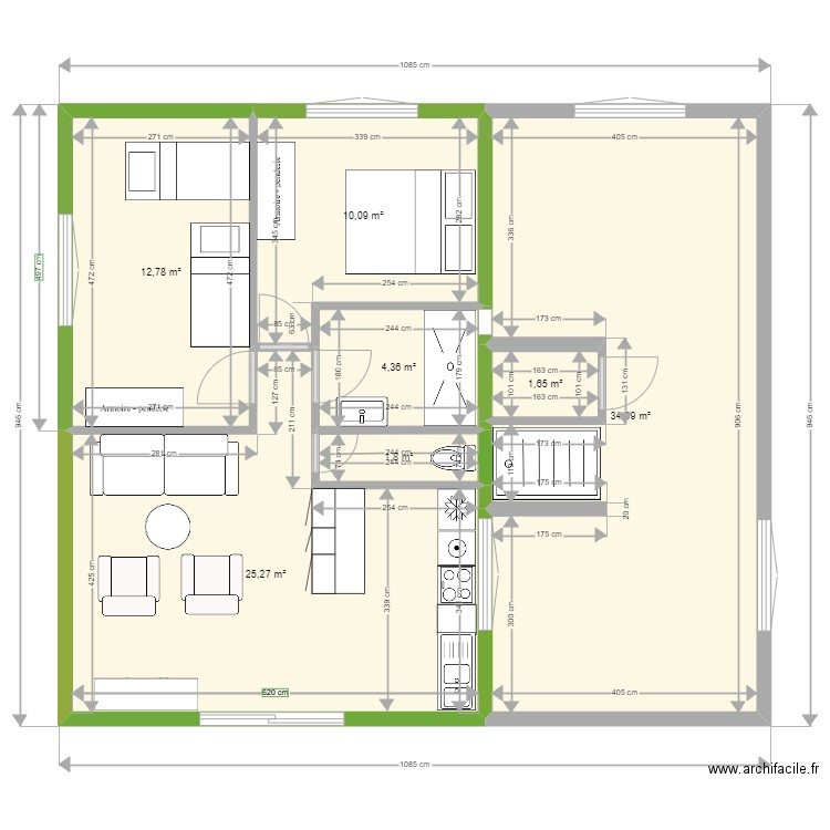 B 40 bis. Plan de 7 pièces et 90 m2