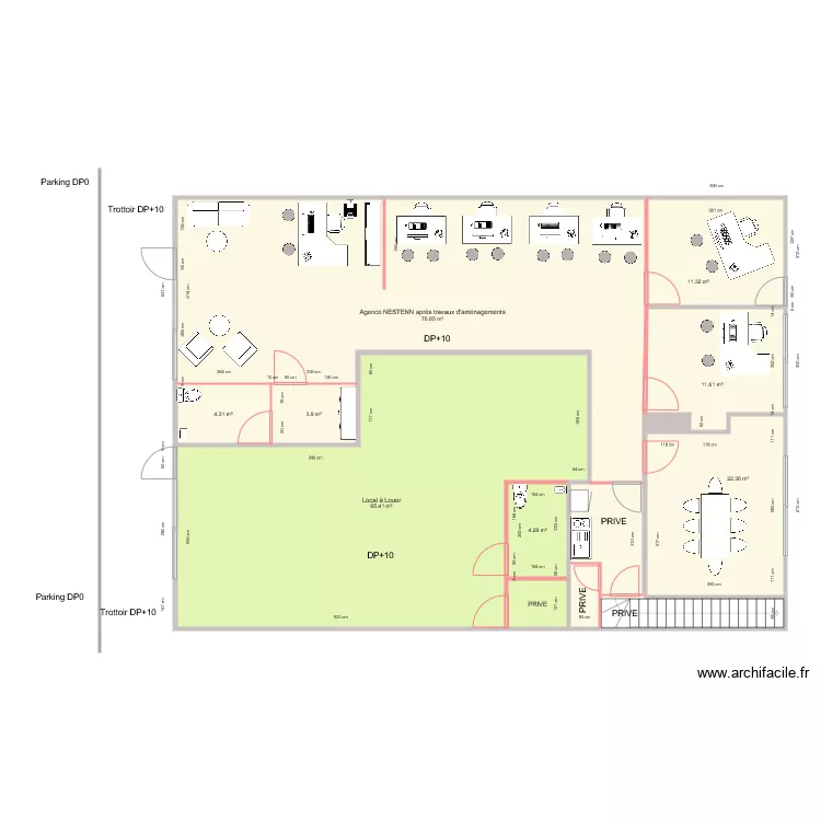 NESTENN et Local à louer APRES TRAVAUX. Plan de NESTENN et Local à louer APRES TRAVAUX. Plan de