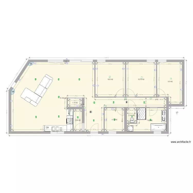 implantation canap&eacute;. Plan de 