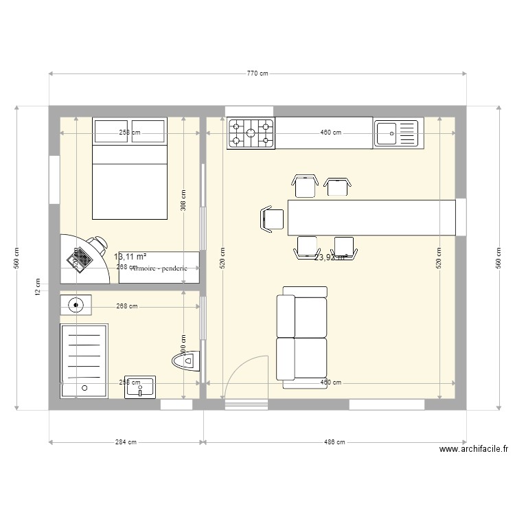 studio 35m. Plan de 0 pièce et 0 m2