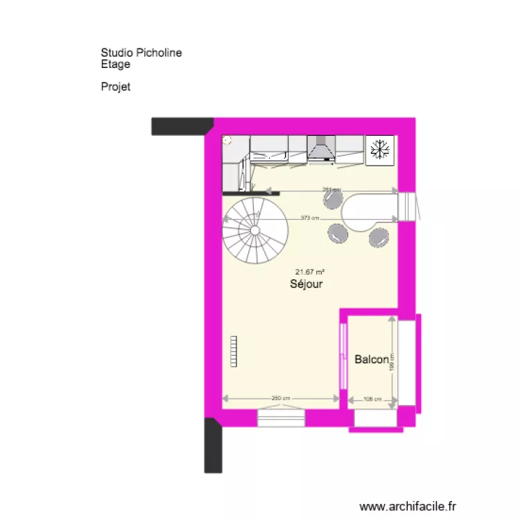 Studio Picholine Etage Projet. Plan de 