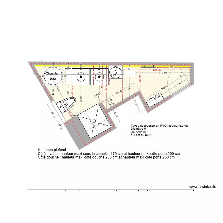 Salle de bain avec ameublement. Plan de Salle de bain avec ameublement. Plan de
