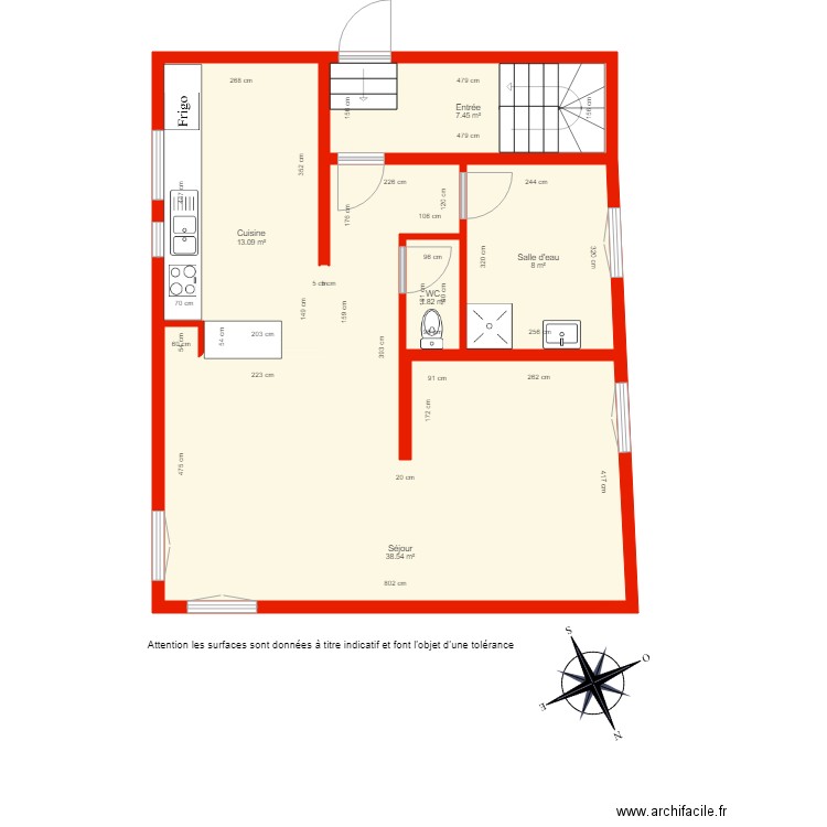 BI 2907 rdc côté. Plan de 0 pièce et 0 m2