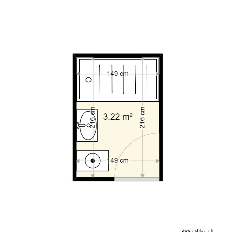 COURTEILLE RENEE. Plan de 1 pièce et 3 m2