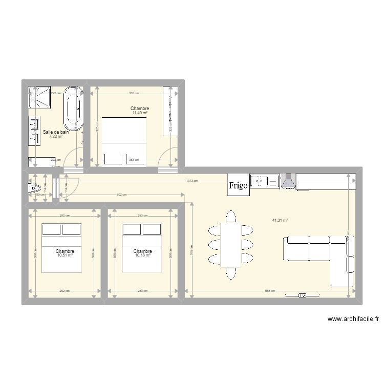 PLAN BIS. Plan de 5 pièces et 81 m2