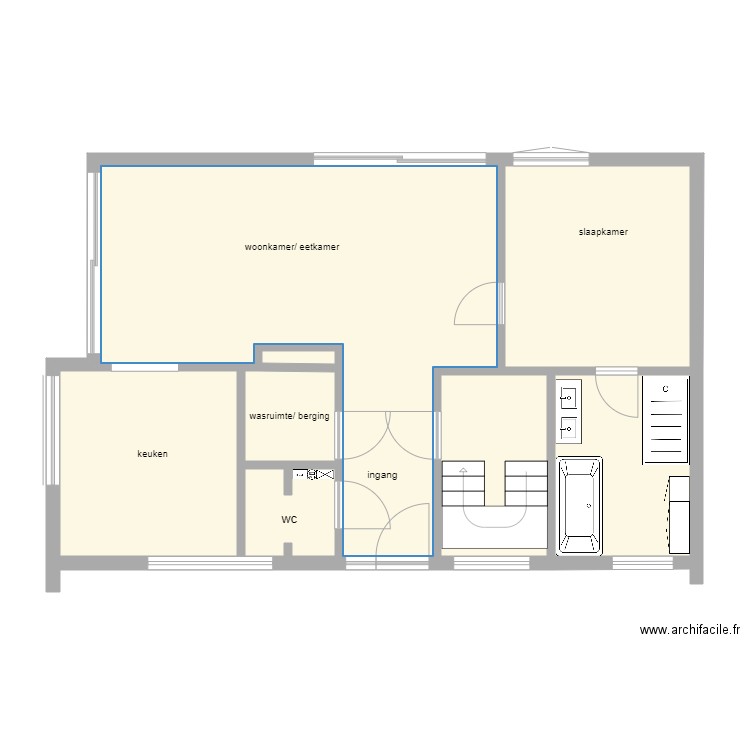 rez avec nom dessin. Plan de 7 pièces et 80 m2