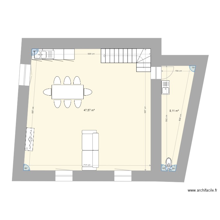 appart cote place 1. Plan de 0 pièce et 0 m2