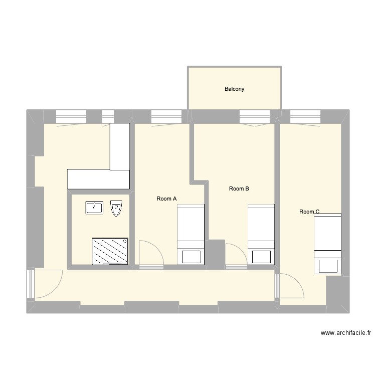 NB28-33. Plan de 13 pièces et 60 m2