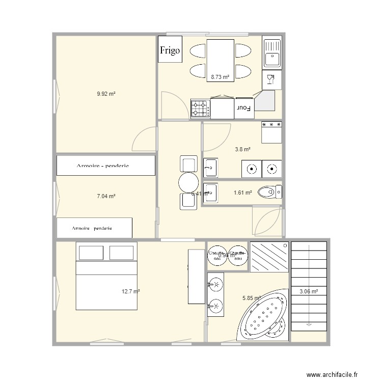 LA FARLEDE BASE RDC. Plan de 11 pièces et 60 m2