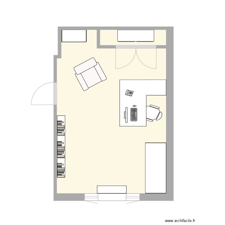 Bureau. Plan de 2 pièces et 22 m2