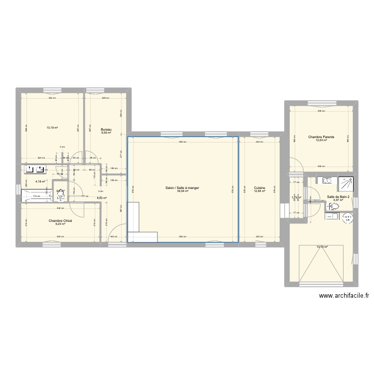 Maison Seignieres modif 3. Plan de 12 pièces et 125 m2