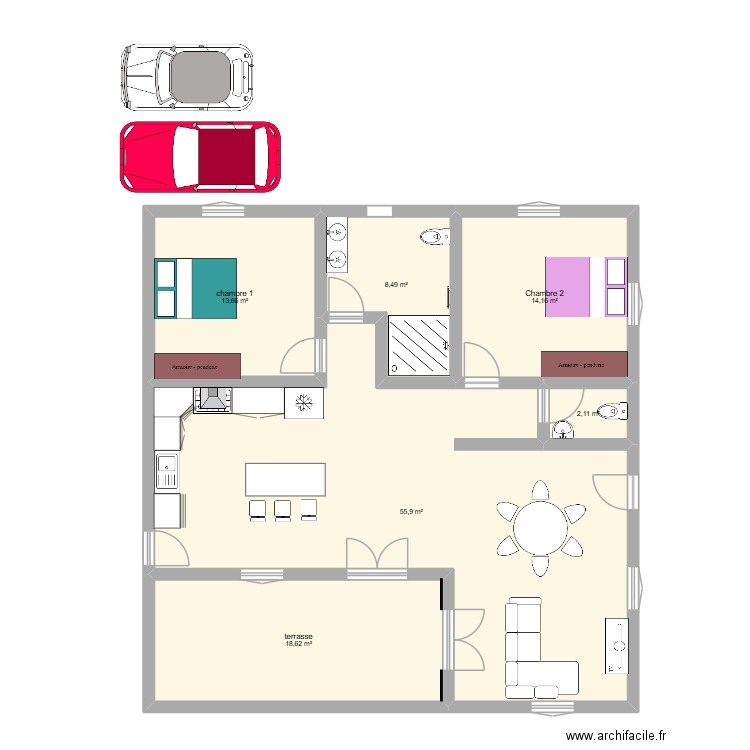 maison reclair. Plan de 6 pièces et 113 m2