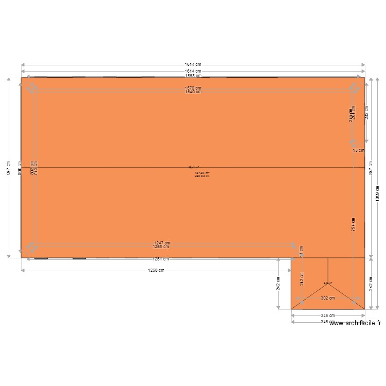 plan toiture . Plan de 1 pièce et 128 m2