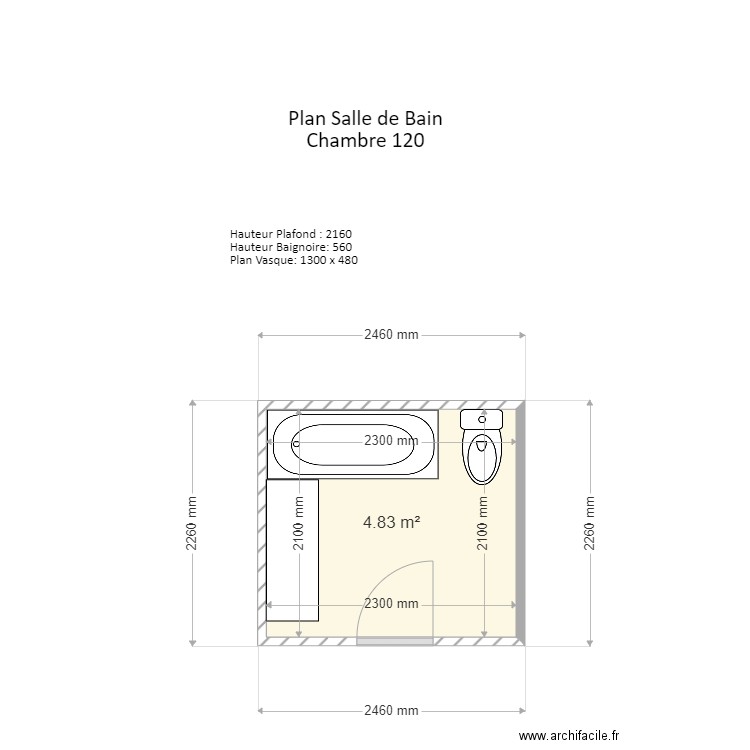 Salle de Bain chambre 120. Plan de 0 pièce et 0 m2