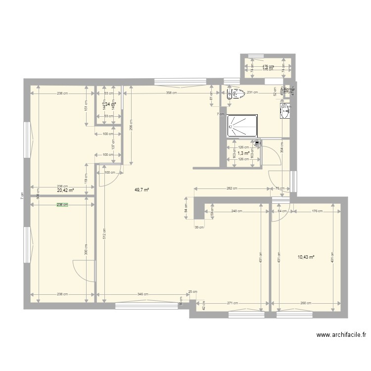 joeuf projet. Plan de 7 pièces et 87 m2