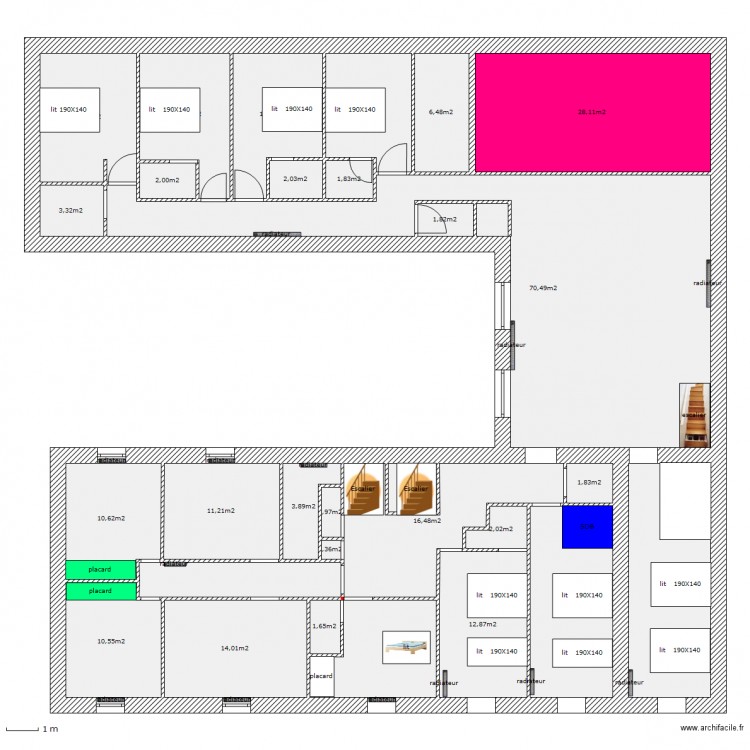 etage 2  avec piece aveugle. Plan de 0 pièce et 0 m2