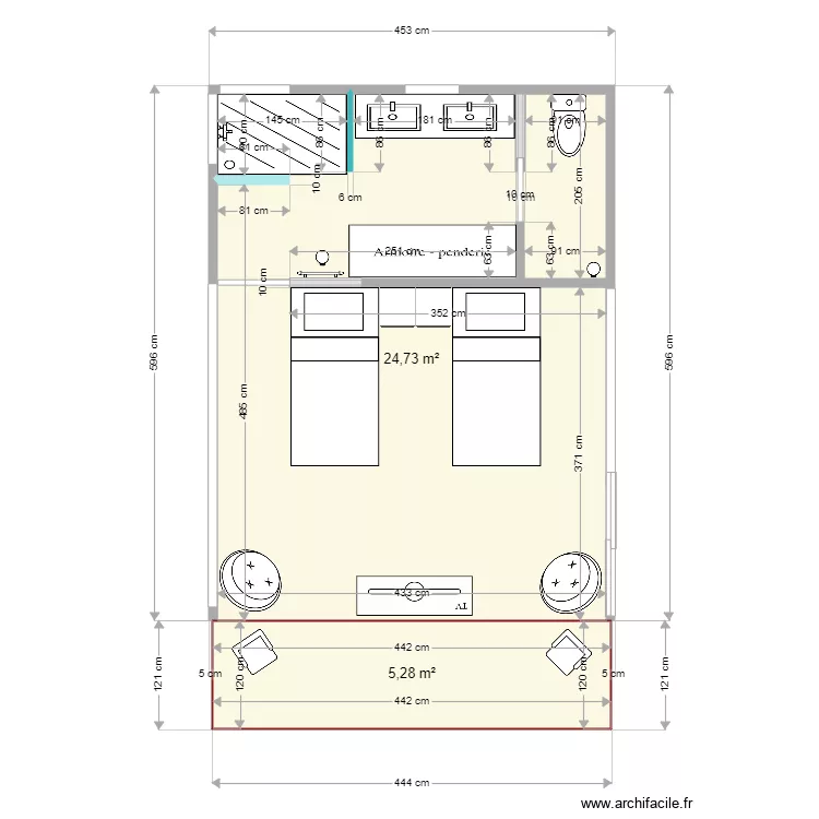 Bungalow con terraza. Plan de 