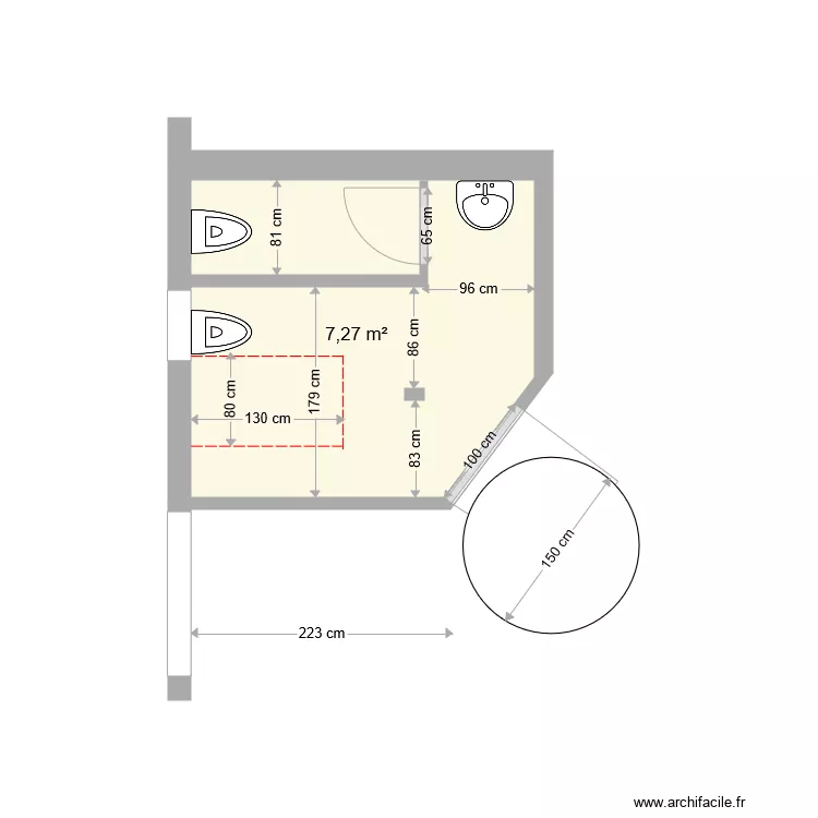 sanitaires chichi. Plan de 