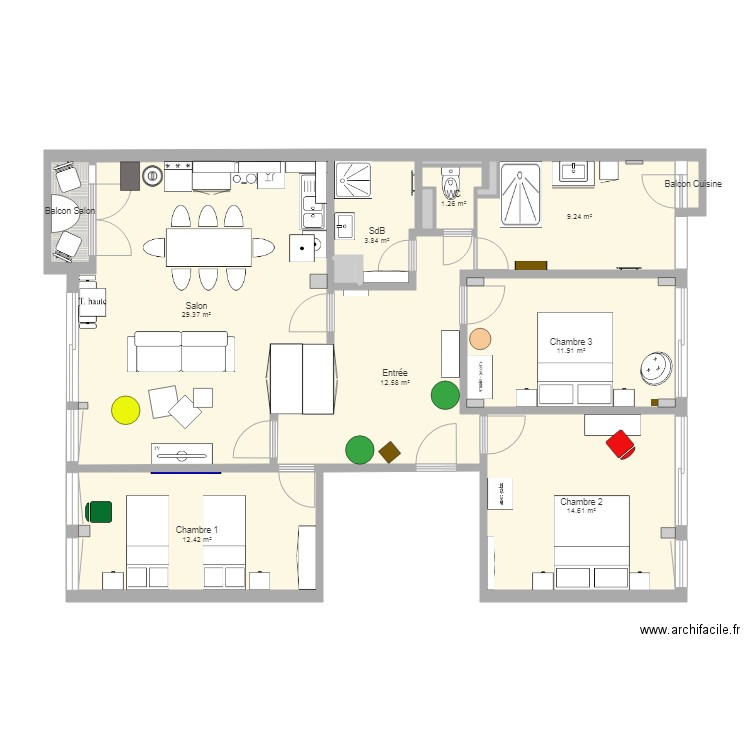 Place Baille Mobilier DER des DER. Plan de 15 pièces et 99 m2