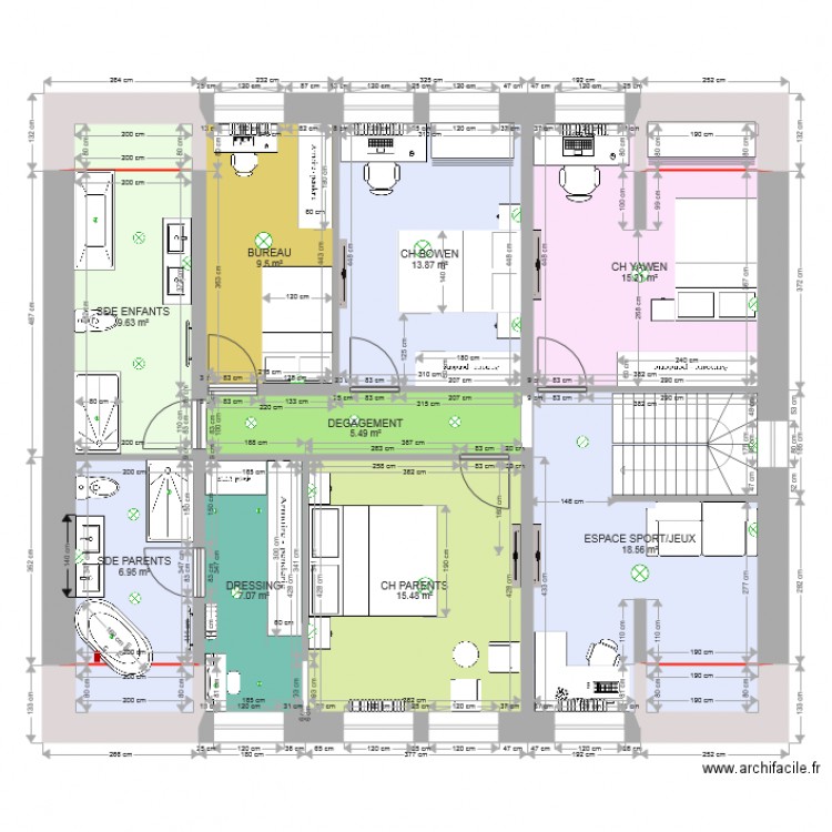 ETAGE CHAMBRE YAWEN LIT COTE. Plan de 0 pièce et 0 m2