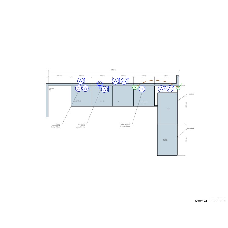 Cuisine gîte Picard. Plan de 0 pièce et 0 m2