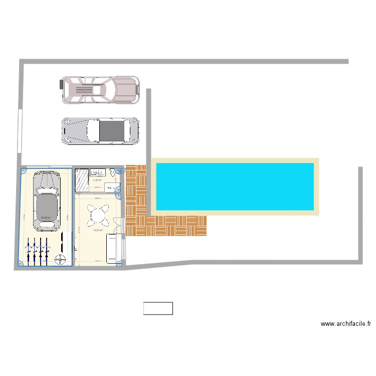 garage ré 2. Plan de 3 pièces et 39 m2