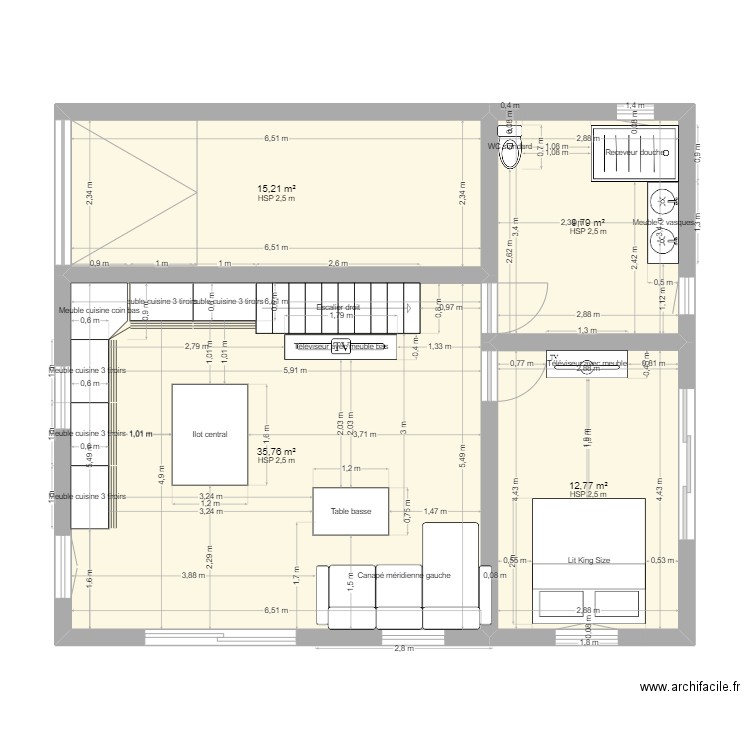 maison plan 2. Plan de 4 pièces et 74 m2