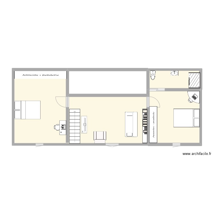 étage . Plan de 4 pièces et 73 m2