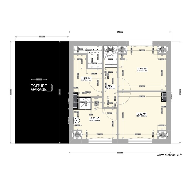 plan wizernes 1er étage avant travaux. Plan de 11 pièces et 35 m2