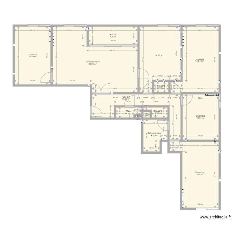 Projet Bernanos Nicolas Pasty. Plan de 14 pièces et 119 m2