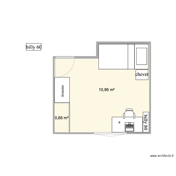 chambre maison. Plan de 2 pièces et 12 m2