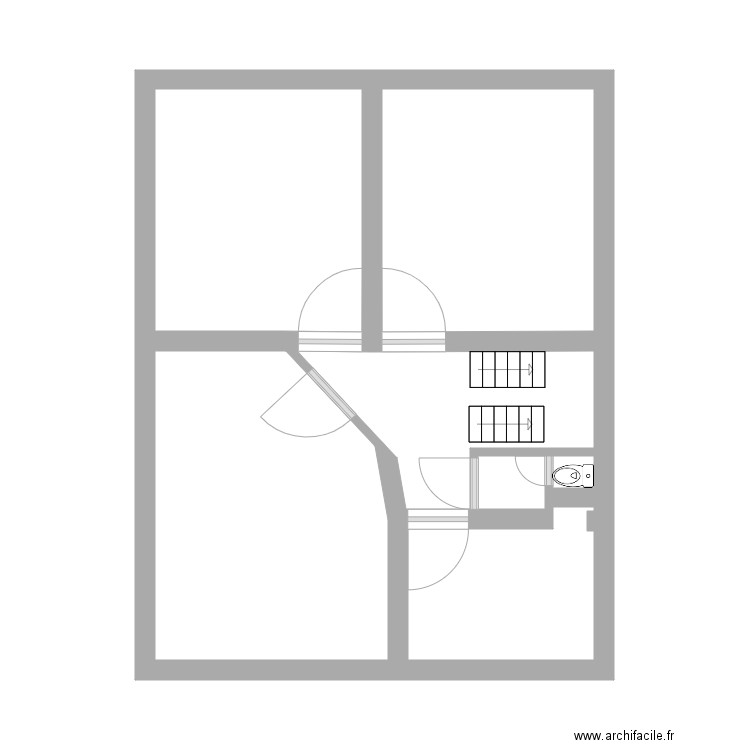 NDAT BAT DE  niveau  1 . Plan de 6 pièces et 36 m2