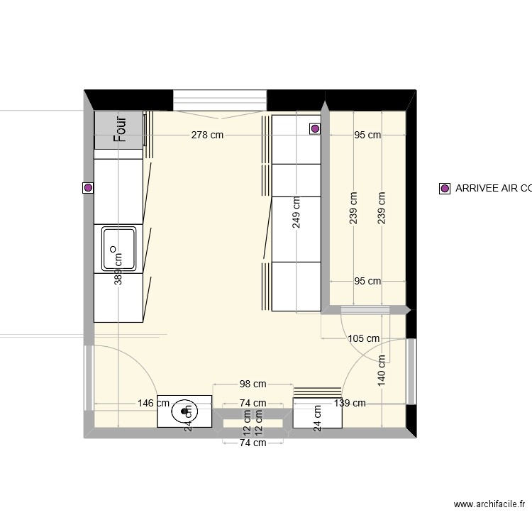 CABINET 4 eme option sté meuble bas AIR CMP. Plan de 3 pièces et 14 m2