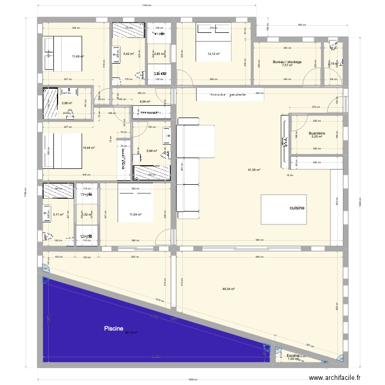 DIDIER 090722. Plan de 18 pièces et 239 m2