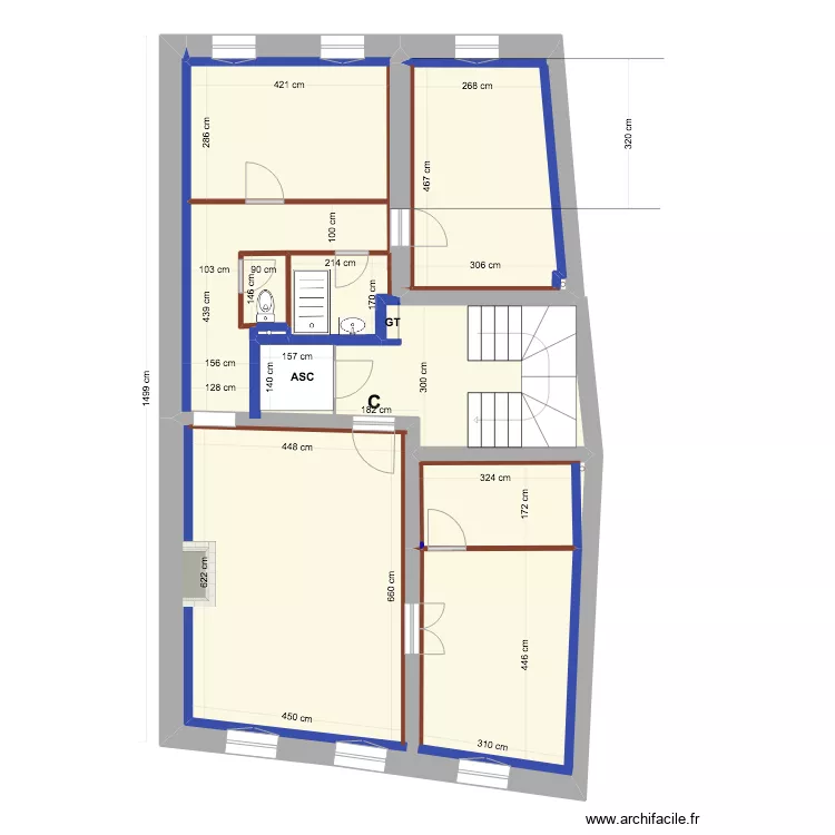 PROJET    2&deg; ETAGE  placo. Plan de 