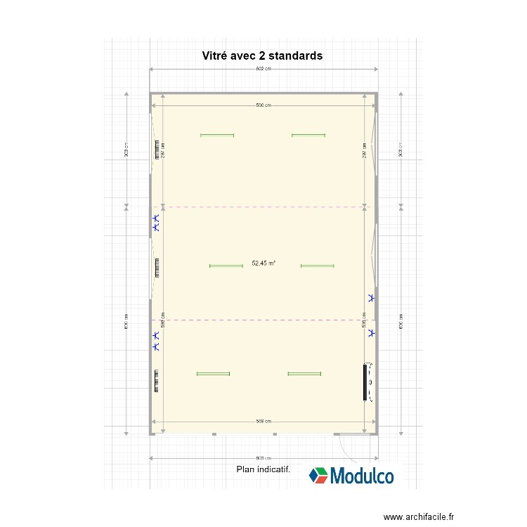 Face vitré + 2 modules standard. Plan de 0 pièce et 0 m2