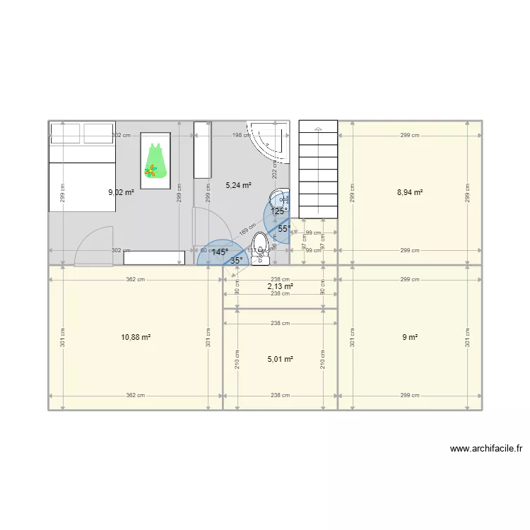 17 cm&sup2; &eacute;tage am&eacute;nag&eacute;. Plan de 