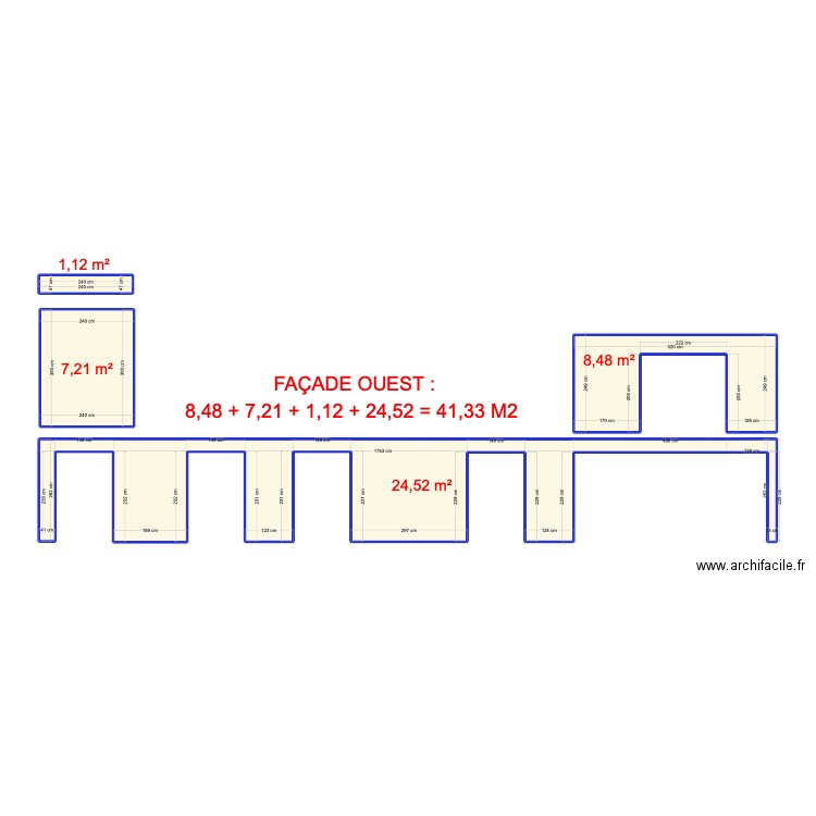 PIERRE - Façade ouest. Plan de 4 pièces et 41 m2