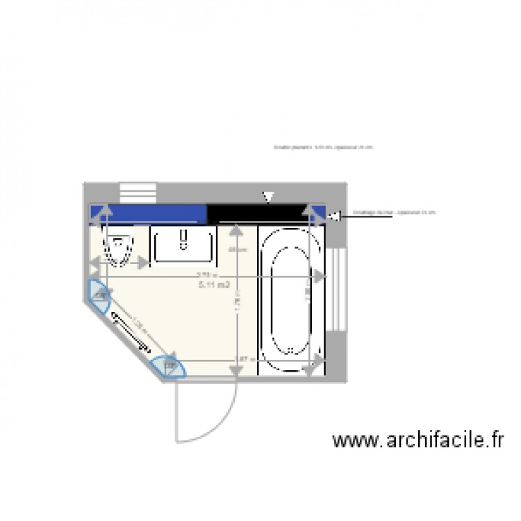 PLAN SDB Appartement Monique. Plan de 0 pièce et 0 m2