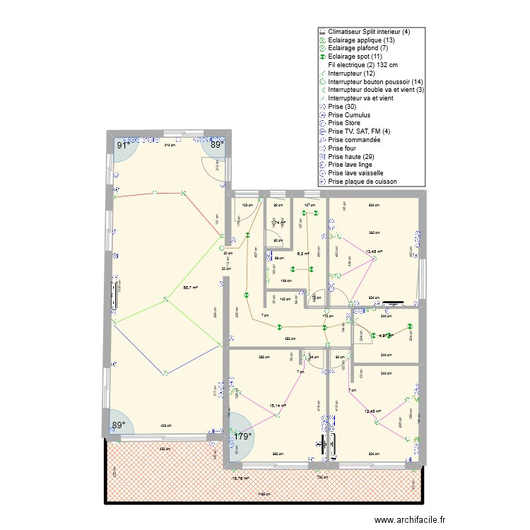 APPART AGAY R+2. Plan de 8 pièces et 131 m2