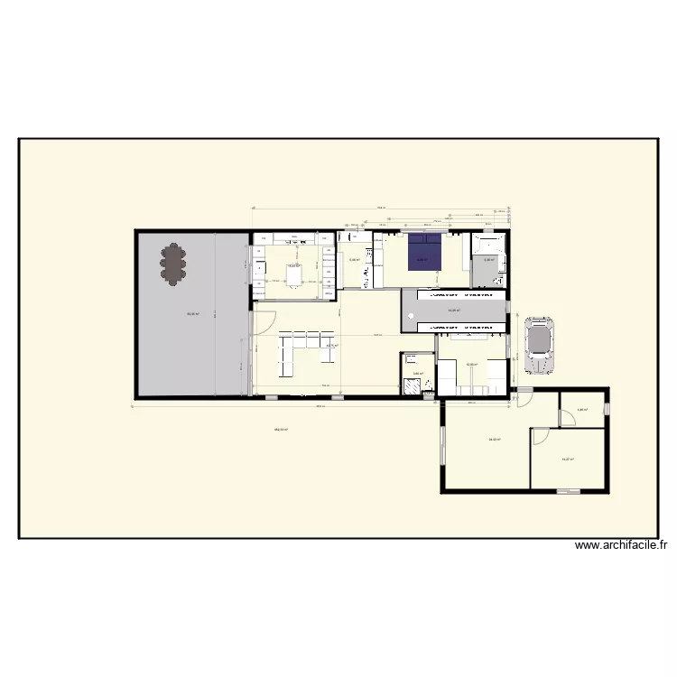 maison  plain pied. Plan de 